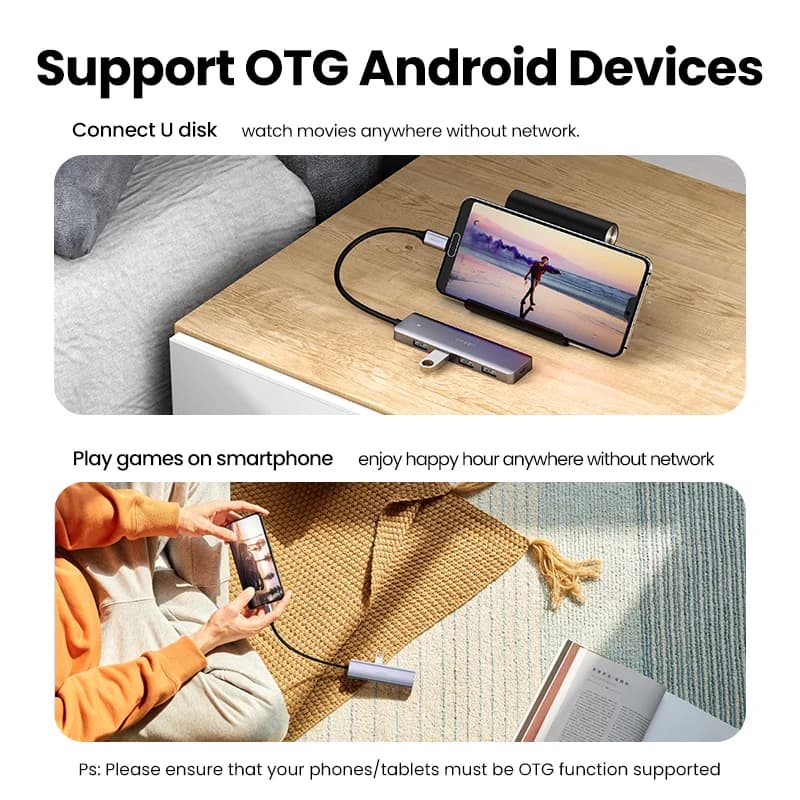 4-ports USB-C til USB 3.0 Hub Splitter