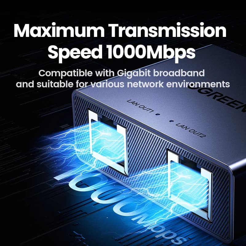 RJ45 Ethernet-splitter, 1 til 2 LAN-adapter