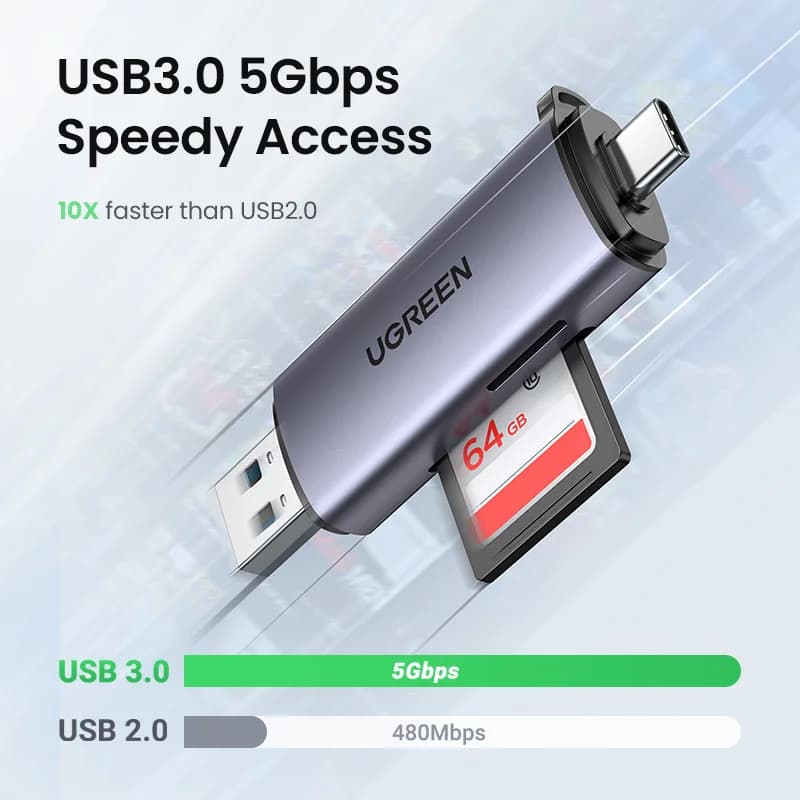 USB 3.0 & USB-C SD/MicroSD kortlæser