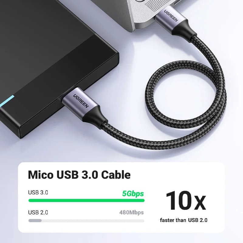 USB 3.0 Micro-B hurtigladnings- og datakabel