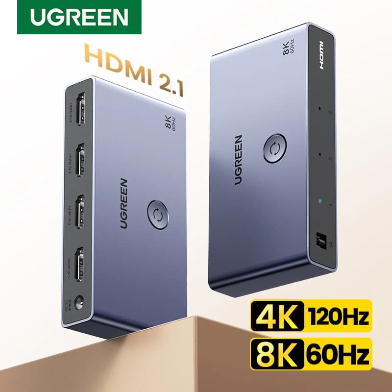 HDMI 2.1 Switcher 3-i-1, 1 udgang, 8K, Fjernbetjening