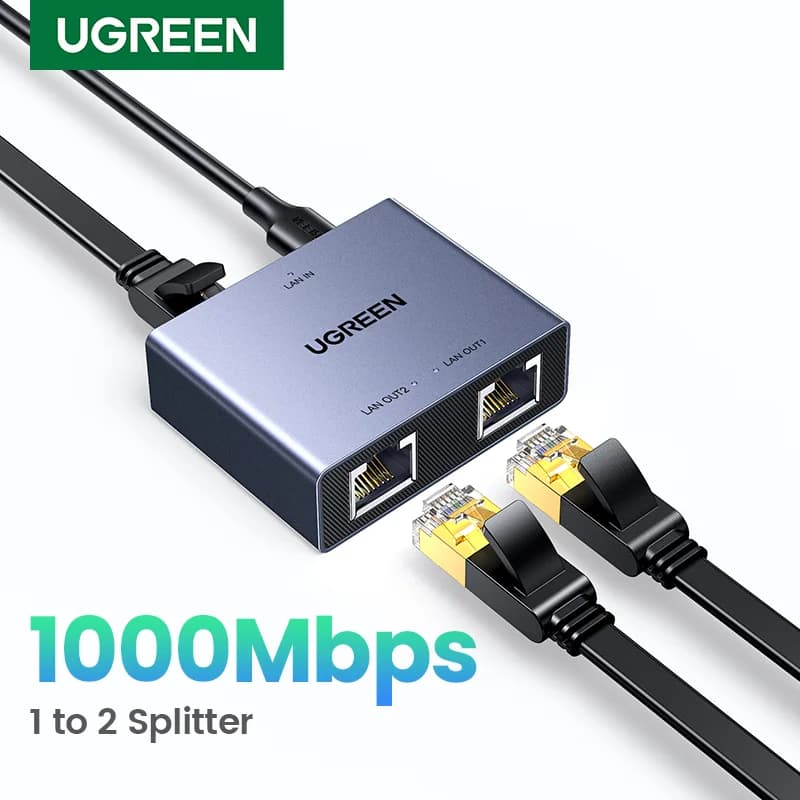 RJ45 Ethernet-splitter, 1 til 2 LAN-adapter