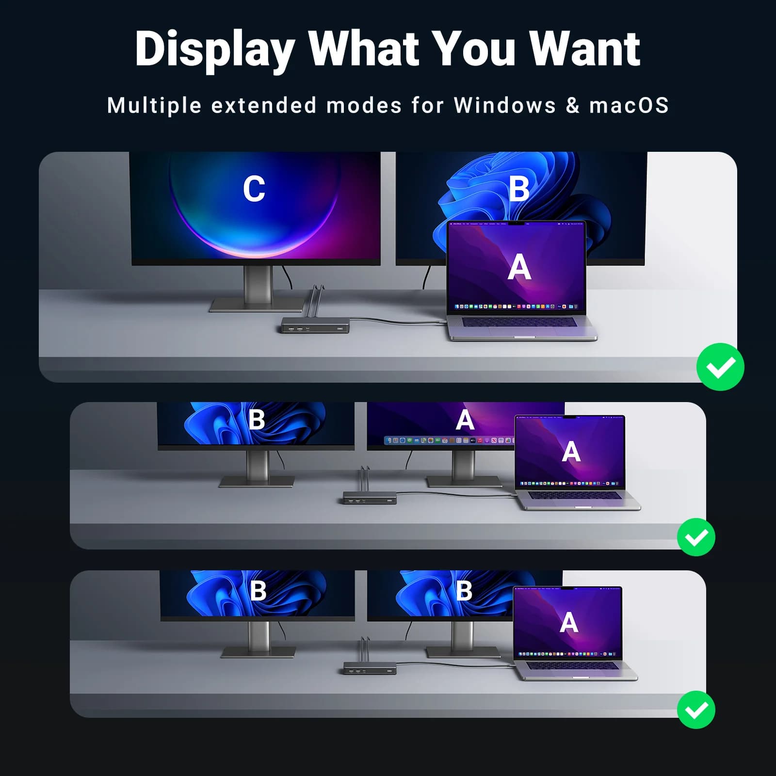 DisplayLink dockingstation med dual 4K HDMI og DP