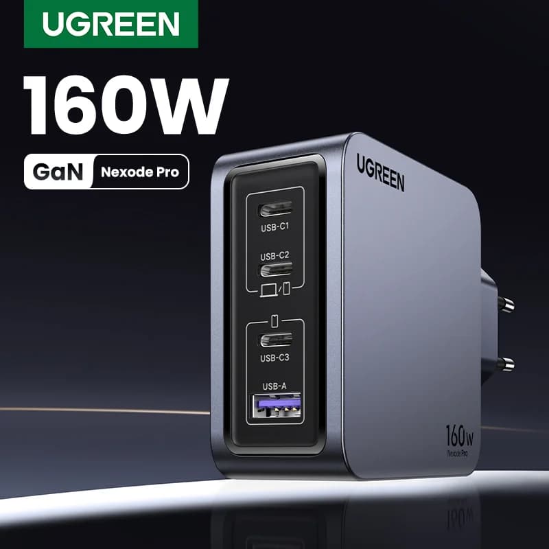 160W GaN USB-C Væglader, PD3.1