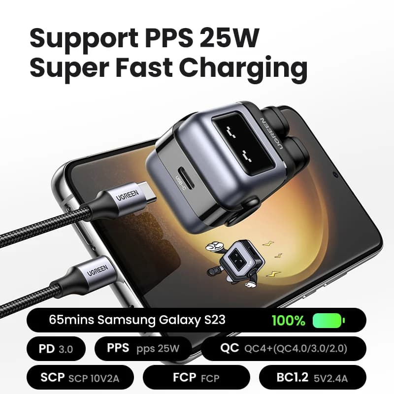 30W/65W GaN USB-C hurtigoplader med PPS