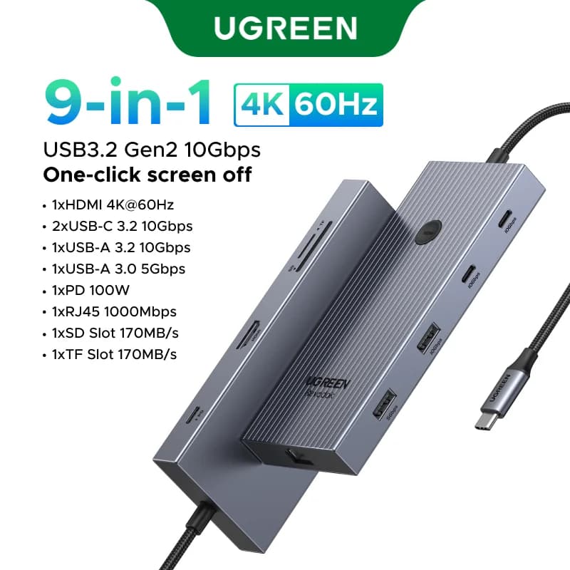 USB-C Hub med dobbelt HDMI & RJ45