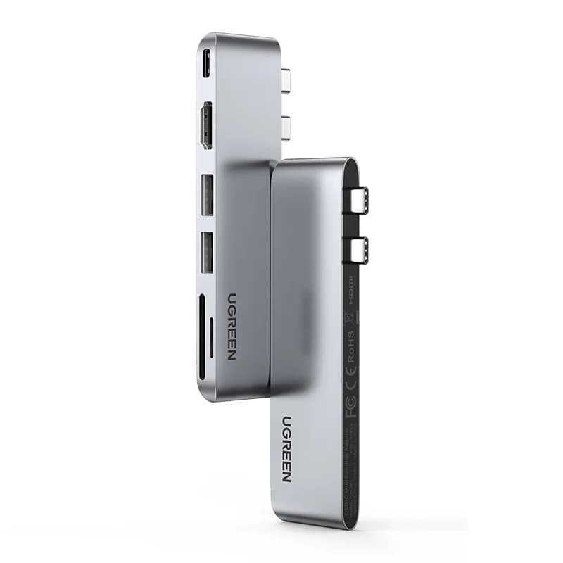 6-i-2 USB-C Hub med 4K HDMI og kortlæser