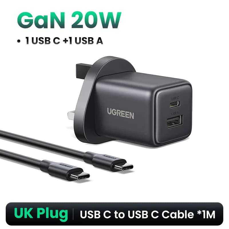 30W Mini GaN USB-C Hurtigoplader med UK-stik