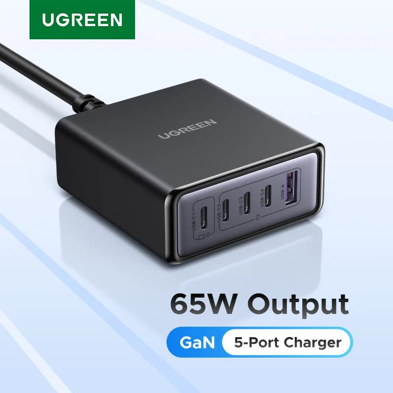 65W-100W 5-i-1 GaN bordlader med PD og QC