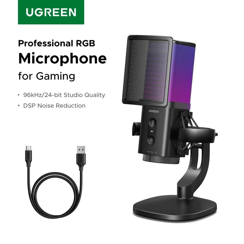 USB-mikrofon med touch-muted og RGB-belysning