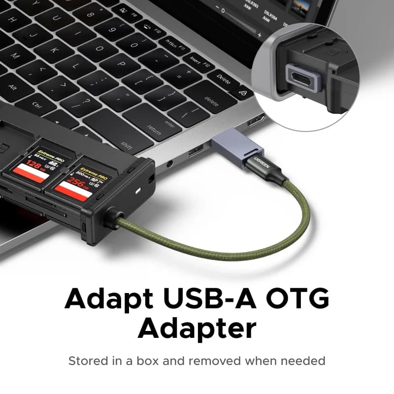 12-rums USB-C SD/TF kortlæser og etui