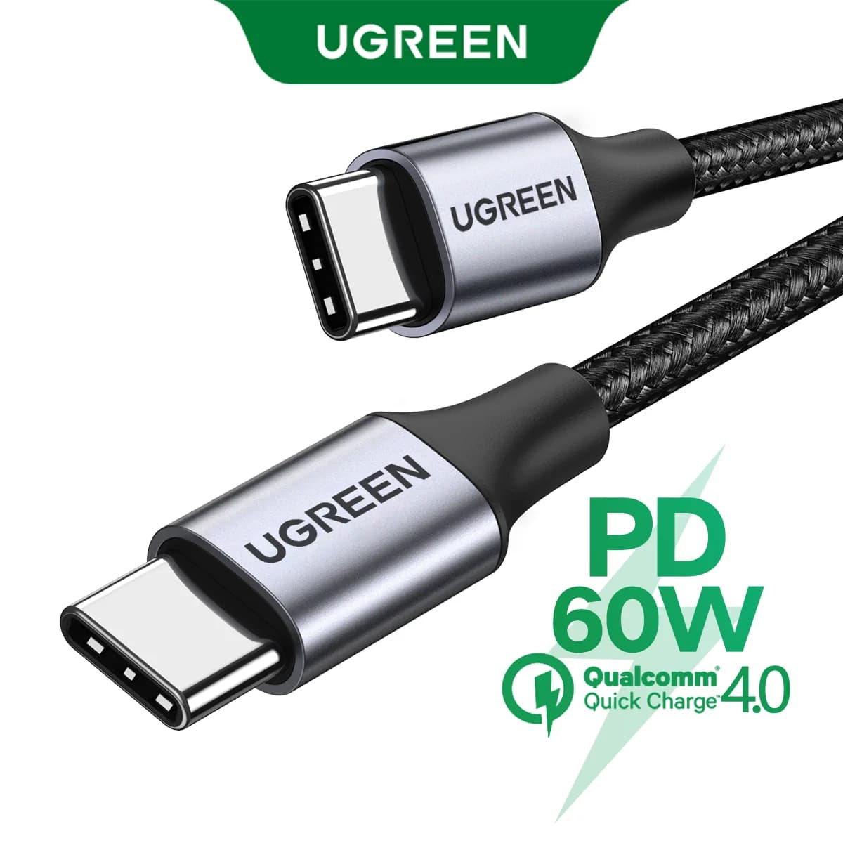 USB-C til USB-C kabel, 60W PD 3.0 hurtigopladning