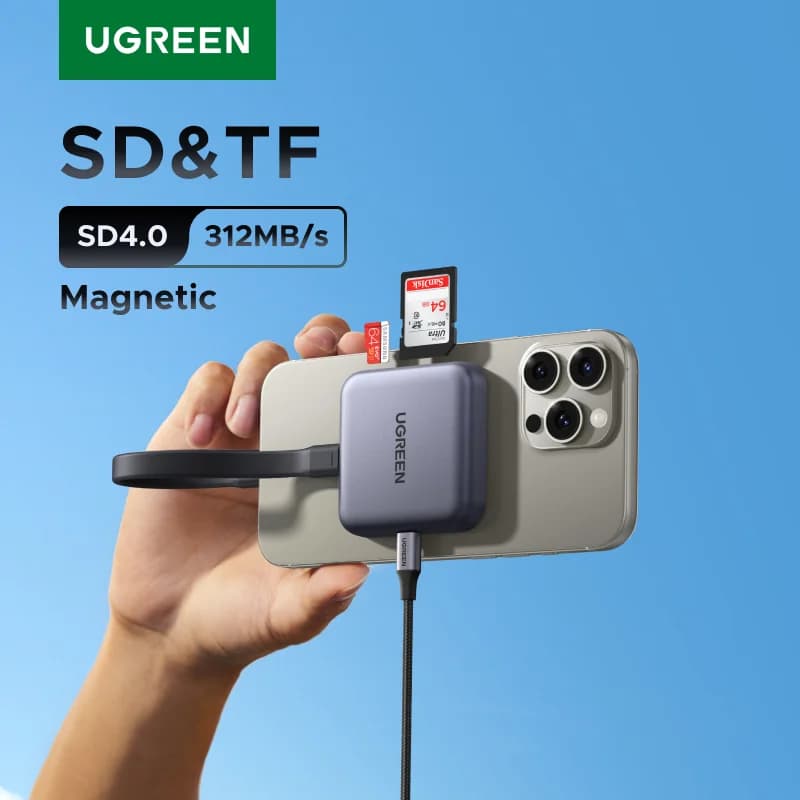 Magnetisk USB-C SD- og TF-kortlæser, 312MB/s