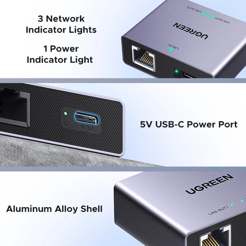 RJ45 Ethernet-splitter, 1 til 2 LAN-adapter