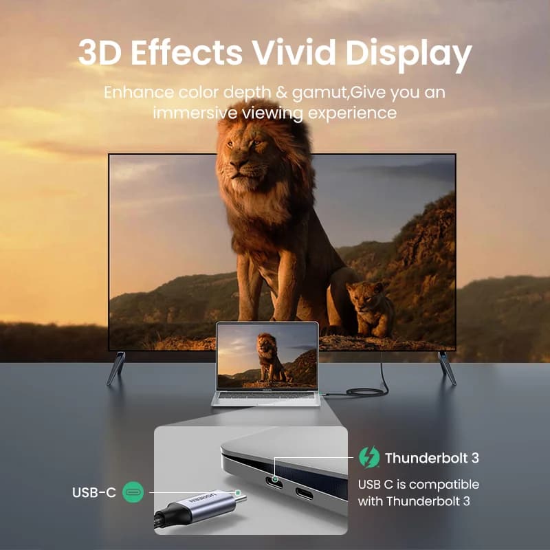 USB-C til HDMI kabel, 4K videoadapter