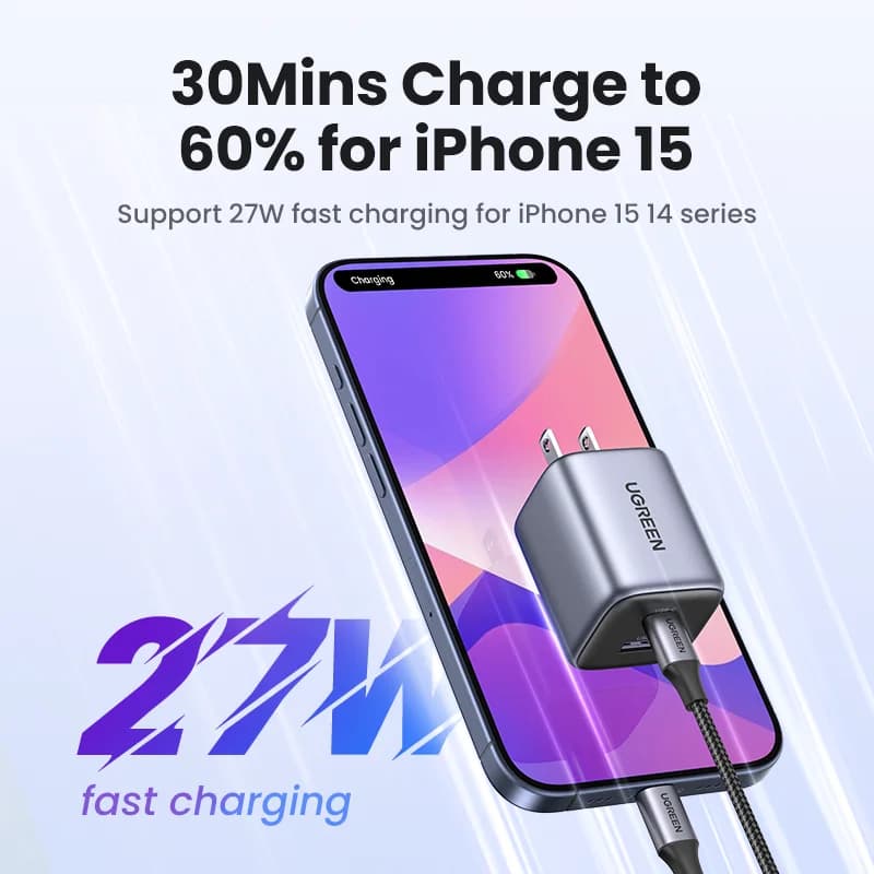 35W GaN USB-C hurtiglader med US-stik