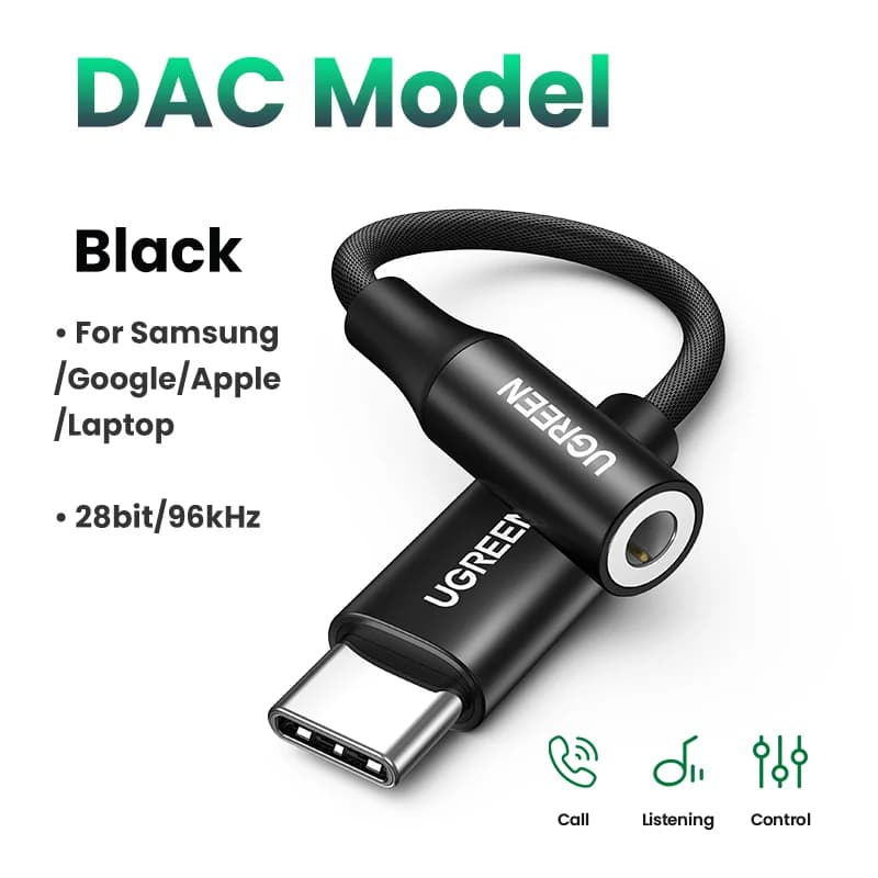 USB-C til 3,5 mm DAC hovedtelefonadapter
