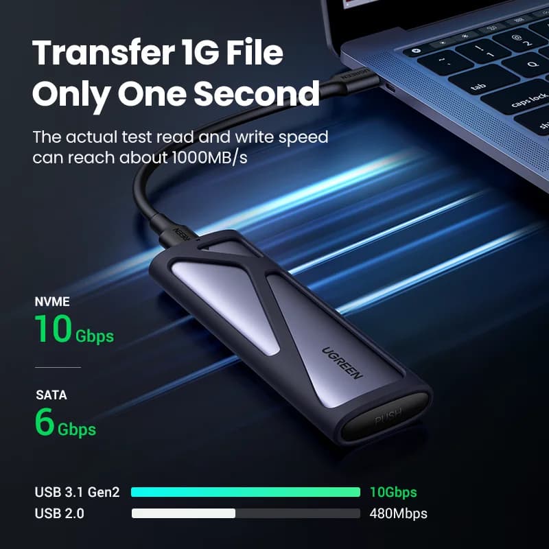 M.2 NVMe/SATA SSD kabinettetui med dual protocol