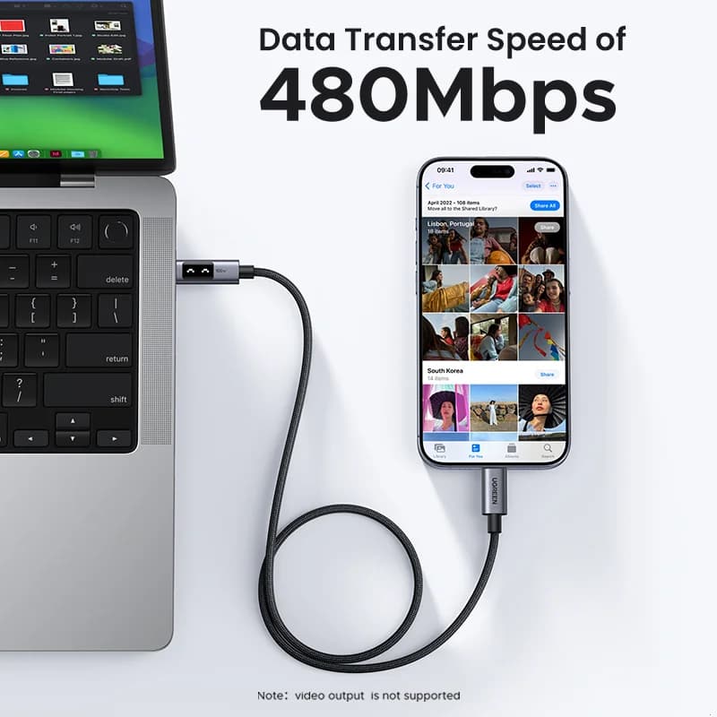 USB-C til USB-C kabel, 100W PD, 0,5-3m