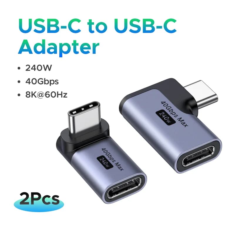 2-pak vinkel USB-C til USB-C-adapter