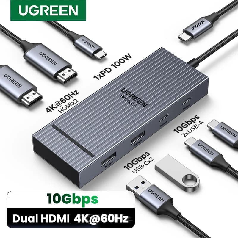 7-i-1 USB-C Hub, Dual 4K HDMI, PD100W