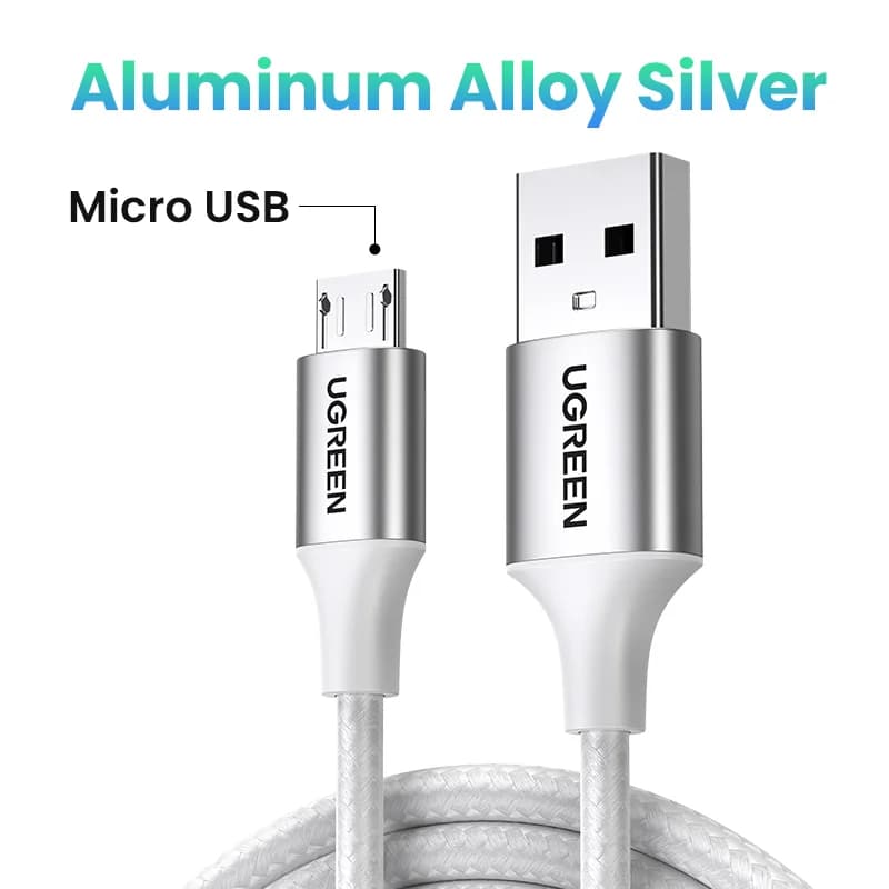 Micro USB-kabel, 2A, nylonflettet