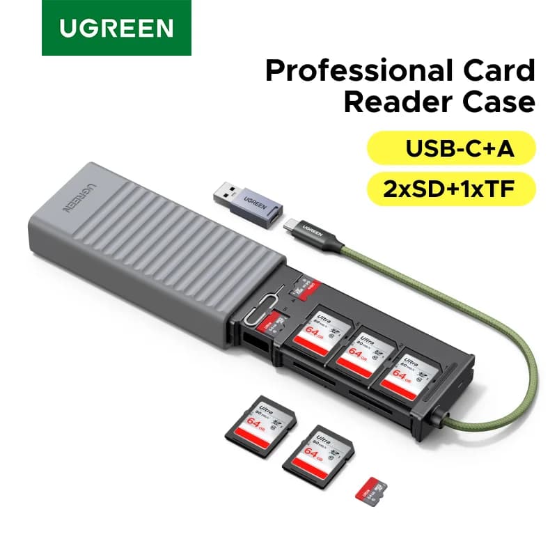 12-rums USB-C SD/TF kortlæser og etui