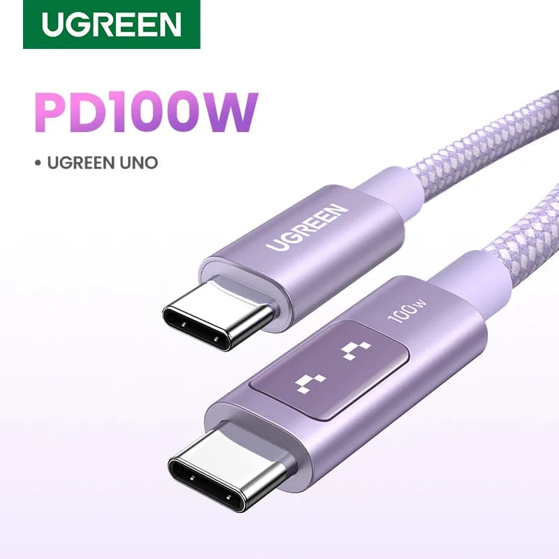 USB-C til USB-C kabel, 100W PD, Multifarvet