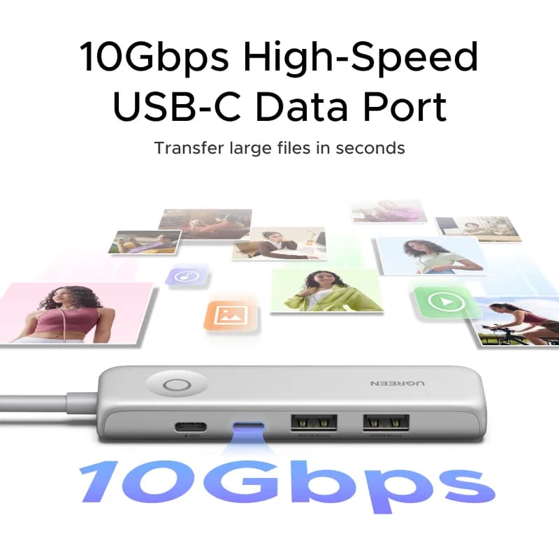 USB-C Hub med 4K HDMI, 10Gbps Data og Skærmlås
