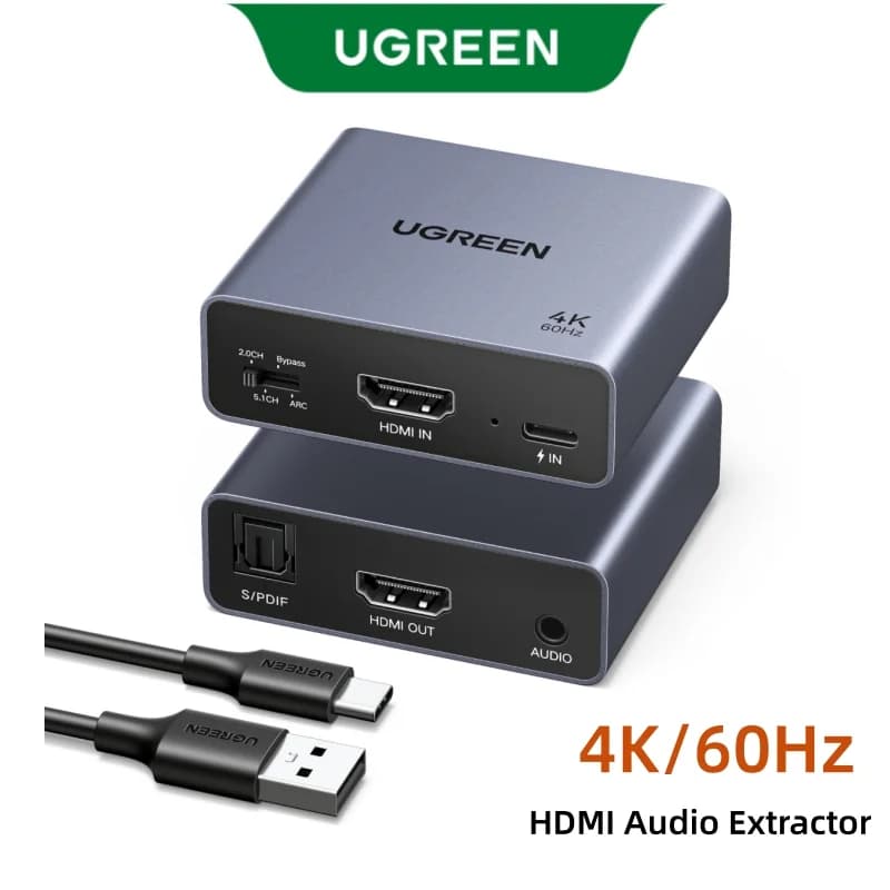 4K 60Hz HDMI Audio Extractor, Optisk og 3.5mm