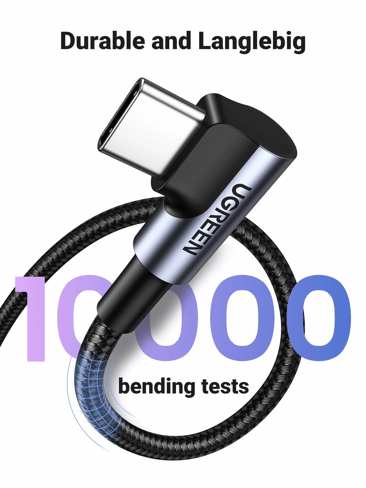 90-graders nylon USB-C til USB-C kabel