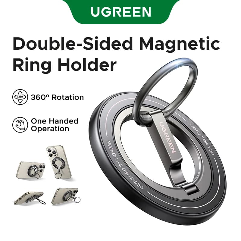 Dobbeltsidet magnetisk telefonring med 360° rotation
