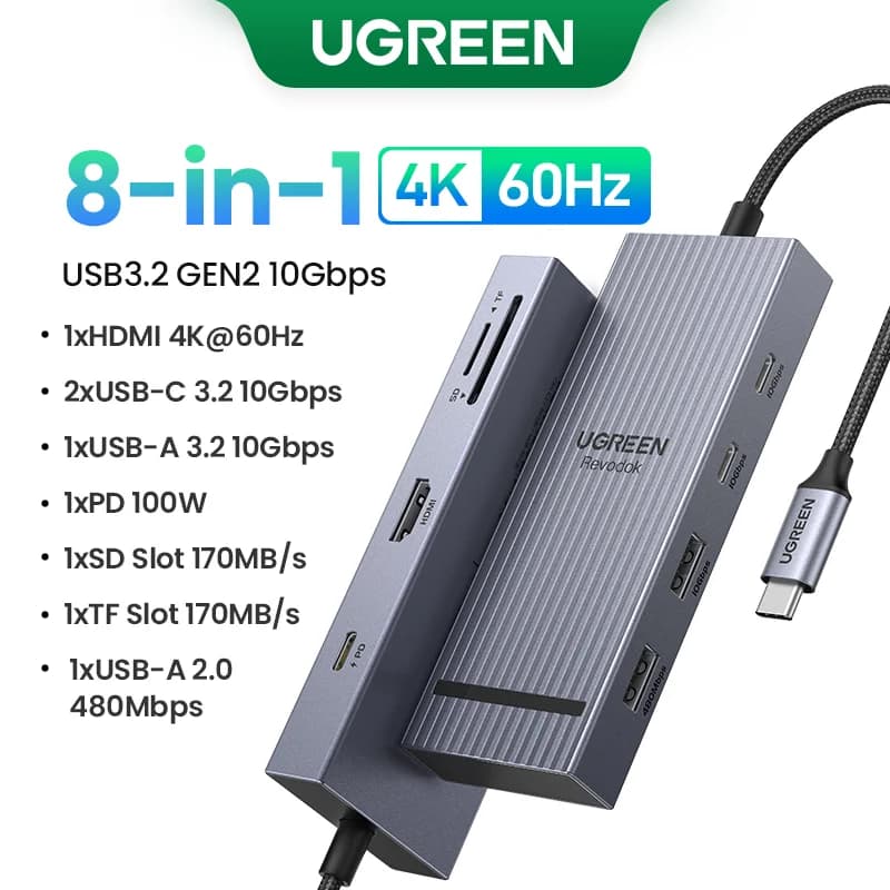 USB-C Hub med dobbelt HDMI & RJ45