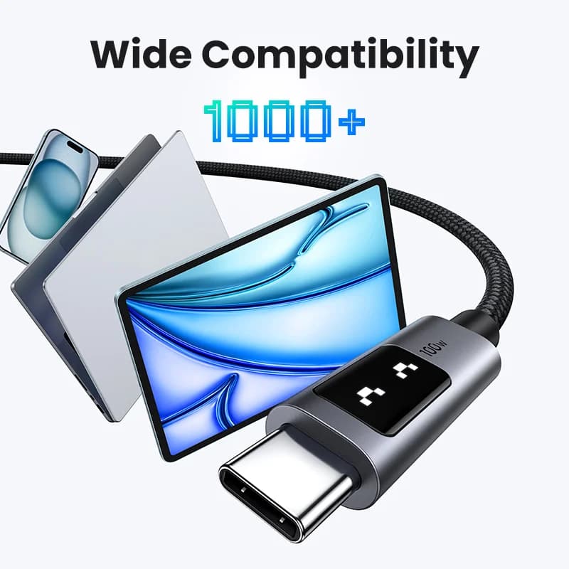 USB-C til USB-C kabel, 100W PD, 0,5-3m