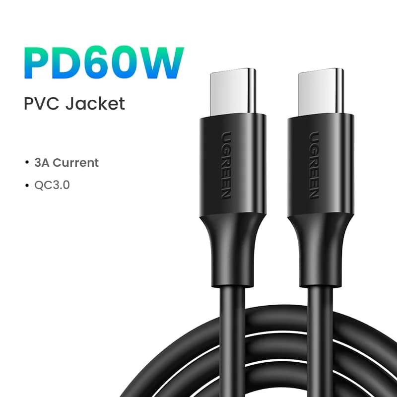 USB-C til USB-C kabel, 60W PD hurtigopladning