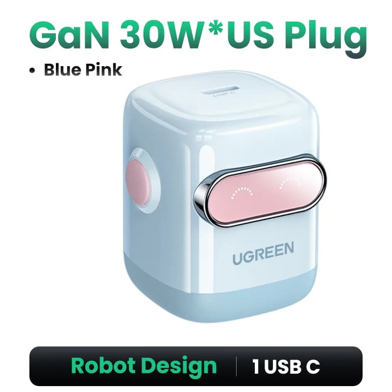 65W GaN Hurtiglader, Robotdesign, US Stik
