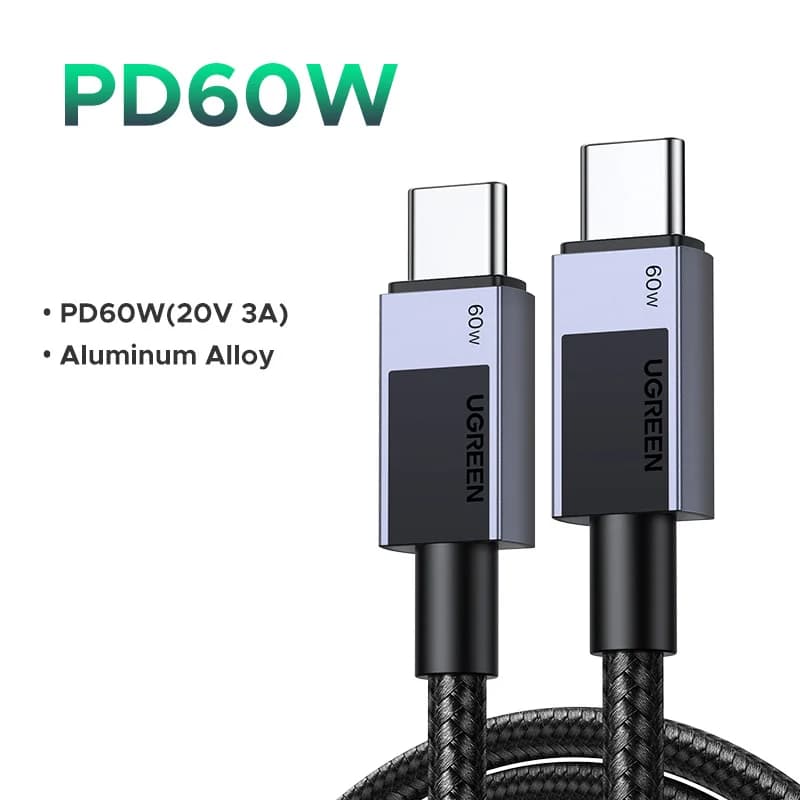 2-pak USB-C til USB-C kabel, 60W PD hurtigopladning