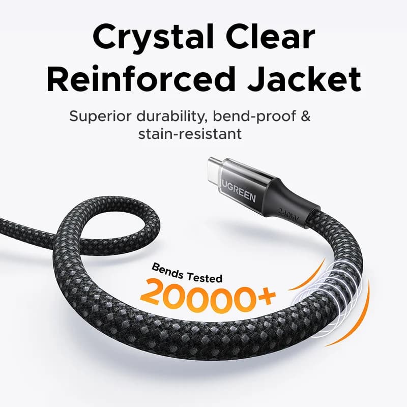 240W USB-C flettet lynoplade-kabel
