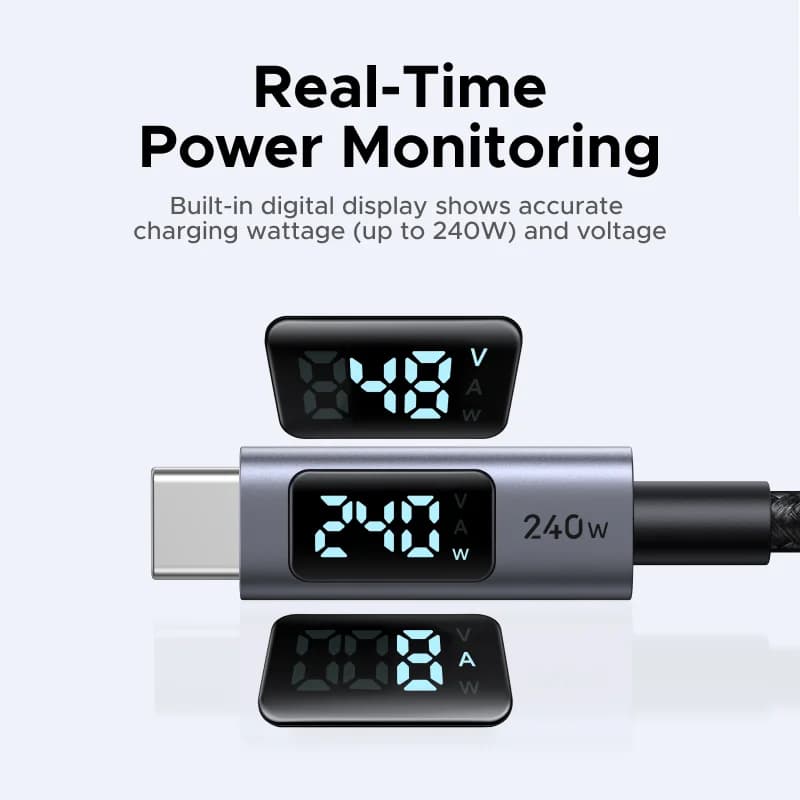 240W USB-C kabel med digital strømdisplay