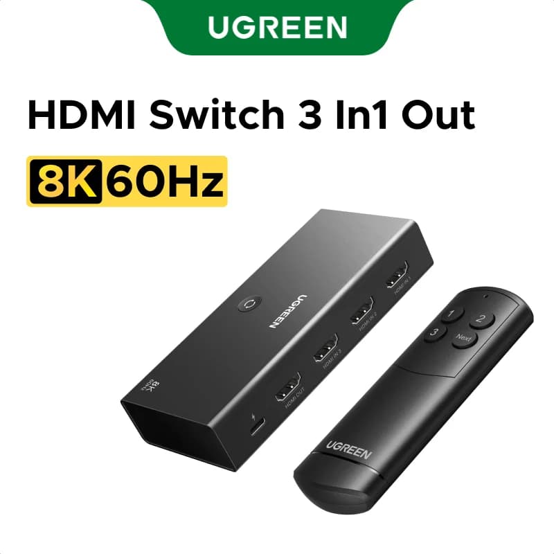 HDMI 2.1 Switcher 3-i-1 Ud 8K Fjernbetjening
