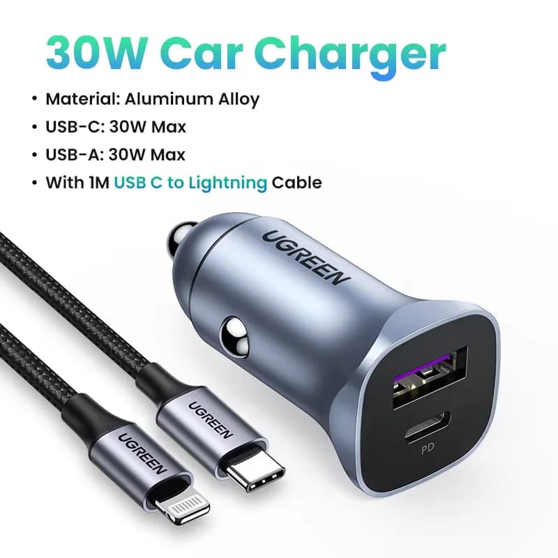 USB-C biloplader med Quick Charge