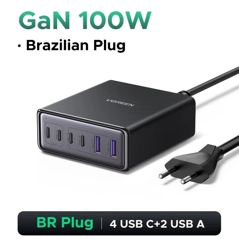 100W 6-i-1 GaN Desktop-lader