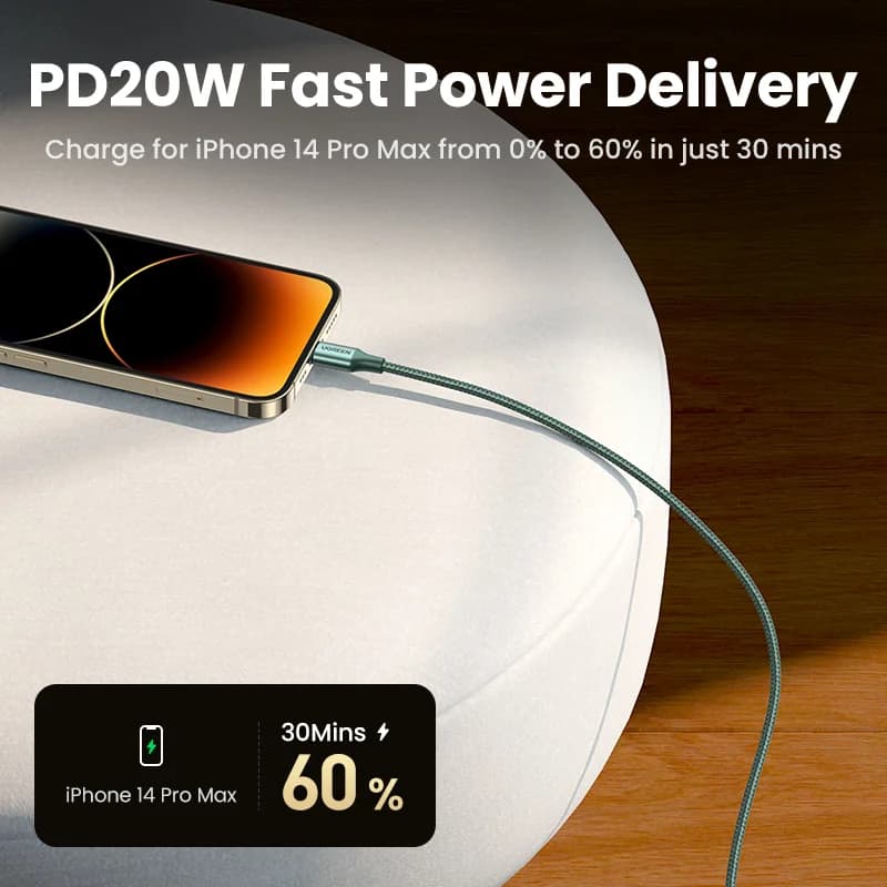 MFi USB-C til Lightning-kabel, 20W PD hurtigopladning