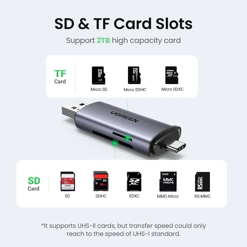 USB 3.0 & USB-C SD/MicroSD kortlæser