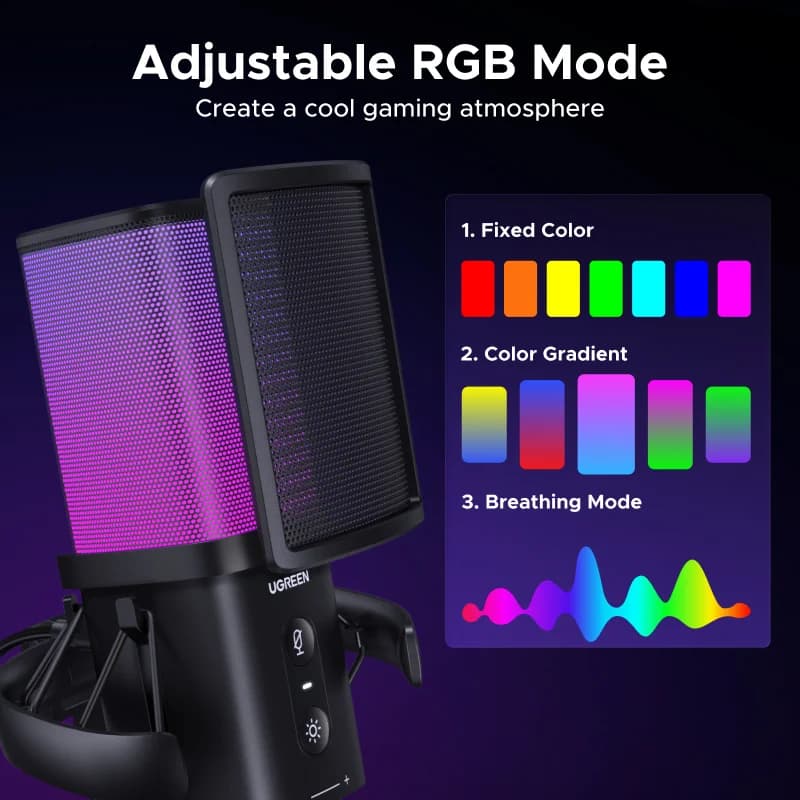 USB-mikrofon med touch-muted og RGB-belysning