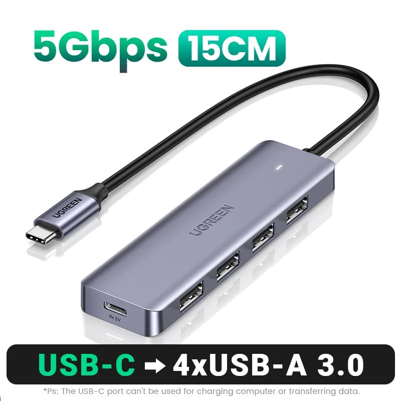 4-ports USB-C til USB 3.0 Hub Splitter