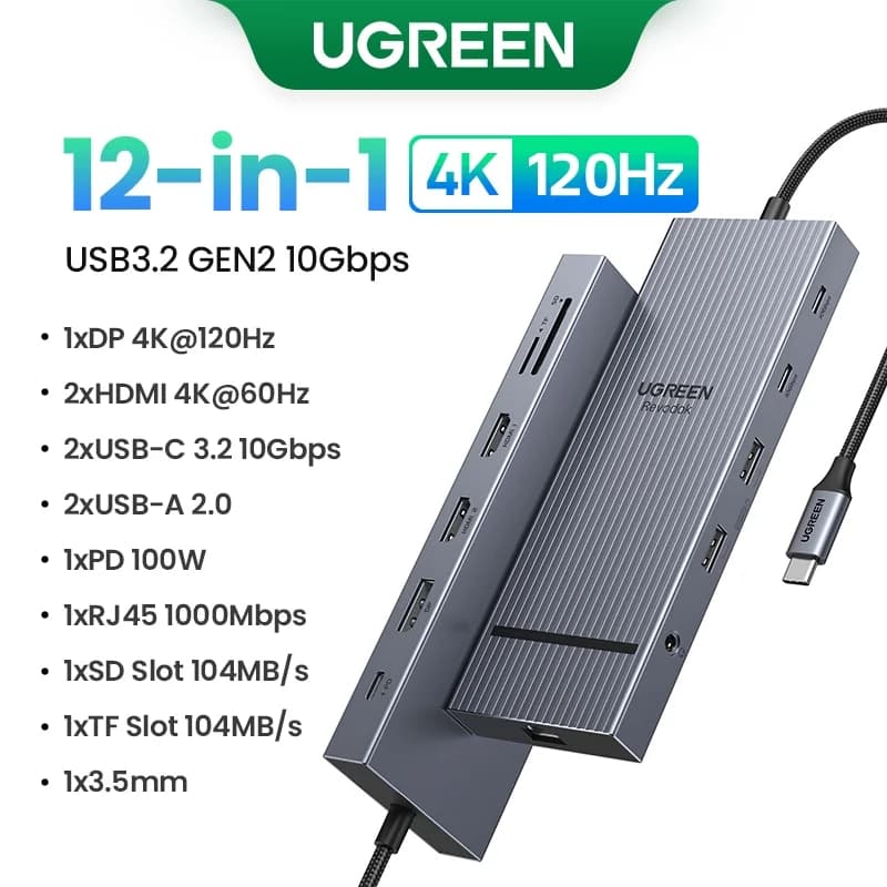 USB-C Hub med dobbelt HDMI & RJ45