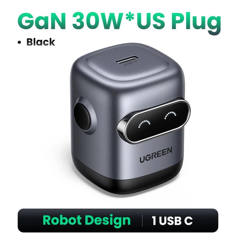 65W GaN Hurtiglader, Robotdesign, US Stik