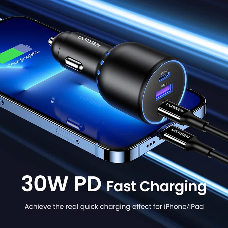 130W Dual USB-C biloplader