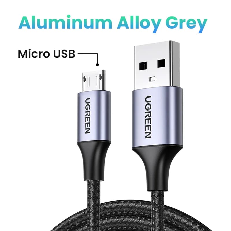 Micro USB-kabel, 2A, nylonflettet